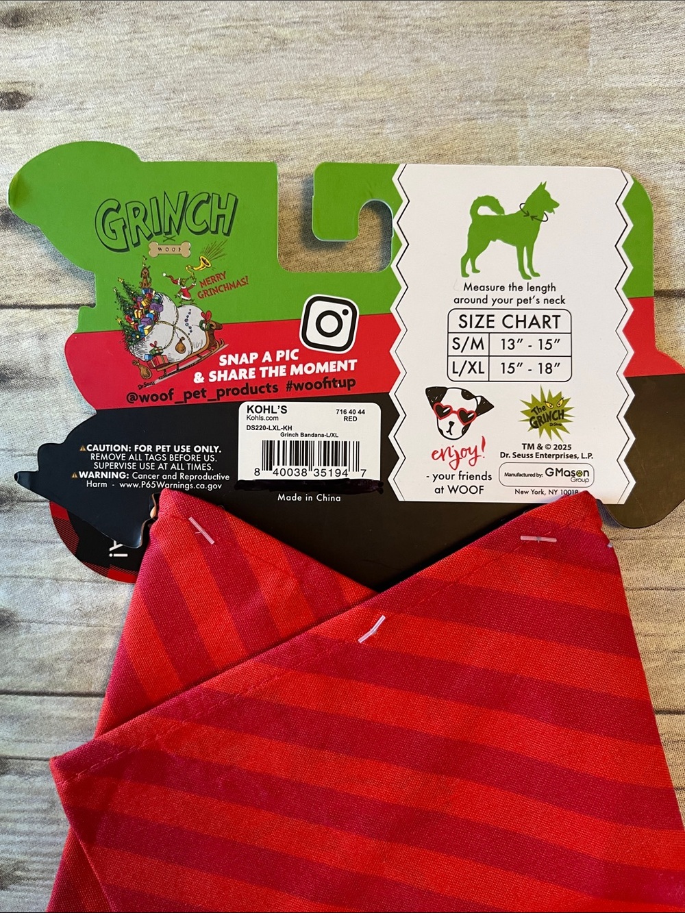 Pet Bandana Merry Grinchmas L / XL NWT - Picture 3 of 6